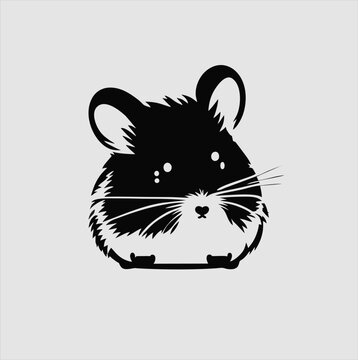recommend clip art: Hamster animal illustration logo, hamster silhouette isolated on gray background