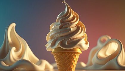 soft serve ice cream digital art illustration, Generative AI