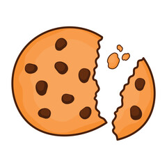 Cookies with Chocolate Chip and Crumbs Food Bakery Icon Vector Illustration