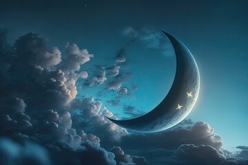 Obraz na płótnie Canvas sky with moon and stars