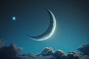 Naklejka na ściany i meble sky with moon and stars