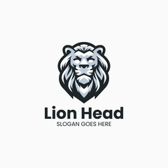 Vector Logo Illustration Lion Head Simple Mascot Style