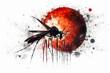 world malaria day, mosquito 3d isolated background. Generative AI - obrazy, fototapety, plakaty