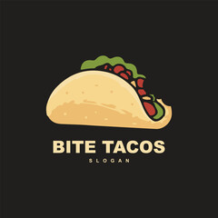 Creative bite tacos logo design. fast food vector for your brand or business