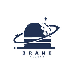 Creative vintage planet burger or galaxy burger logo design vector for your brand or business