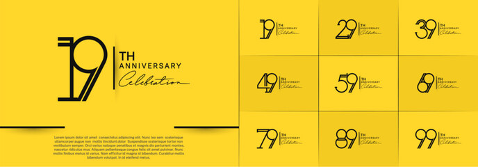 set of anniversary logotype black color and handwriting for special celebration event
