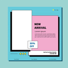 Editable minimal square banner template. Suitable for social media post and web internet ads. Vector illustration with photo college