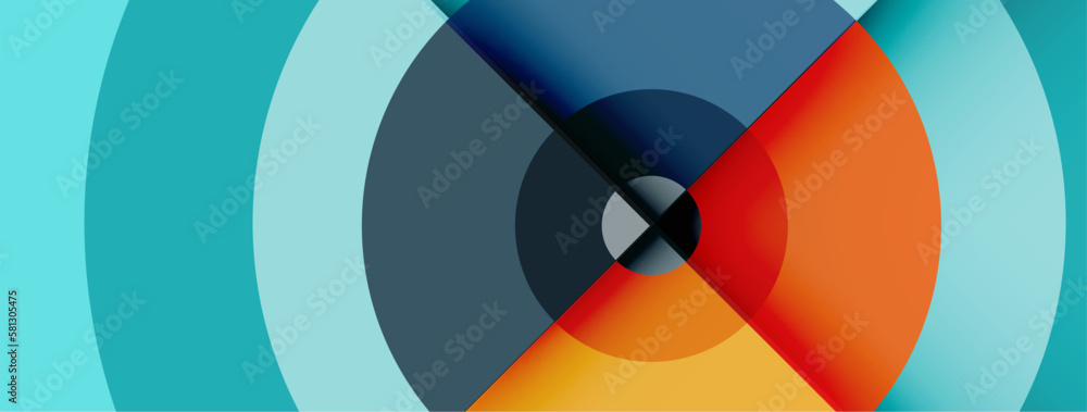Aufkleber circles with shadows trendy minimal geometric composition abstract background