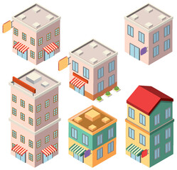 Isometric Buildings and Houses Set