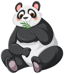 Panda cartoon eating bamboo