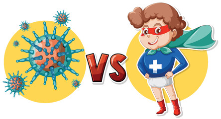 Hero boy vs bacteria and virus