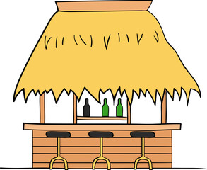 Beach bar decorative design element for website, presentation, flyer, brochure, printing, application. illustration style