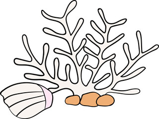 Coral decorative design element for website, presentation, flyer, brochure, printing, application. illustration style