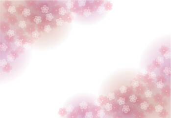 ふんわり桜の背景イラスト（上下・ピンク）