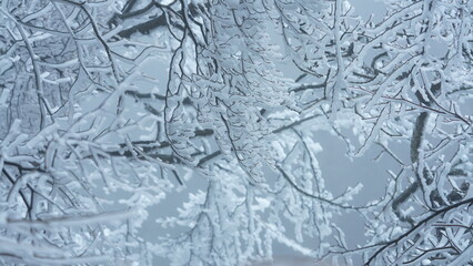 The beautiful frozen mountains view coverd by the white snow and ice in winter