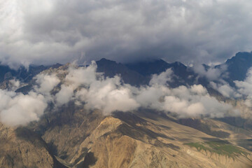 Karakoram high mountain hills. Nature landscape background, Skardu-Gilgit, Pakistan. Travel on holiday vacation.