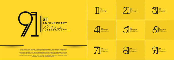 set of anniversary logotype black color and handwriting for special celebration event