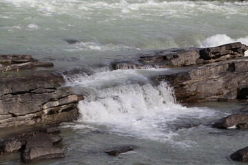 water flowing over rocks, Jasper National Park, Alberta