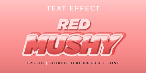 Fototapeta premium Red mushy 3d text effect logo mockup vector template mockup