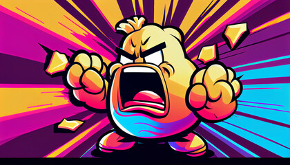 Cartoon character is angry hungry in art illustration