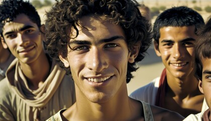 Group of Diverse and Empowered Middle Eastern Youth Male High School Students Working Together in Cross Country : Power of Collaboration in Clubs, Sports Teams (generative AI)