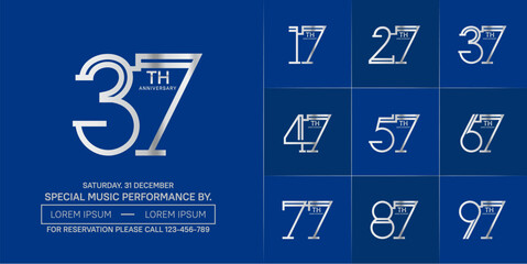 set of anniversary logotype silver color for special celebration event