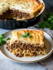 lasagna with meat and cheese, Generative AI