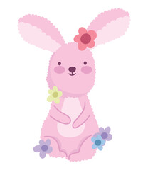 easter rabbit with flowers
