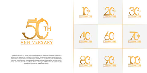 Fototapeta premium set of anniversary logotype golden color for special celebration event
