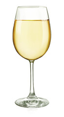 Glass of white wine isolated. PNG transparency.	