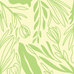 Fototapeta na wymiar Minimal Pattern Vector Floral Leaf Design