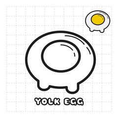 Children Coloring Book Object. Food Series - Yolk Egg
