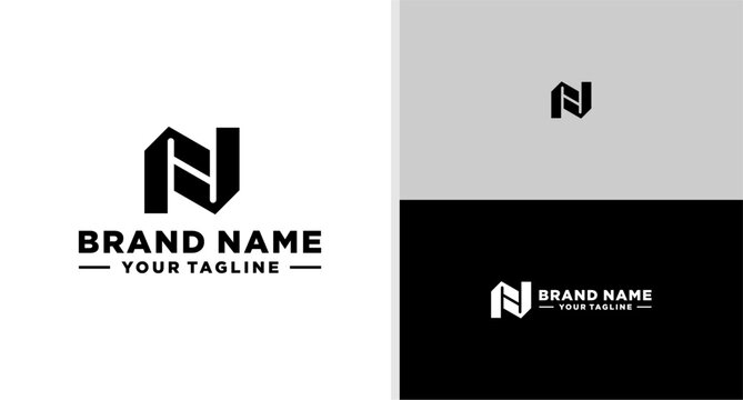 NH LOGO MONOGRAM BOLD GEOMETRIC FUTURISTIC EDITABLE