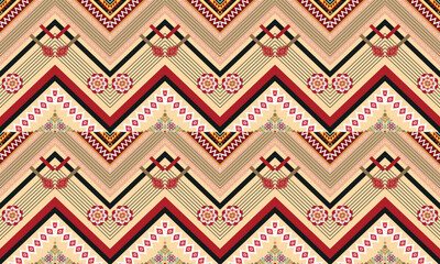 Geometric ethnic flower pattern for background,fabric,wrapping,clothing,wallpaper,Batik,carpet,embroidery style.	