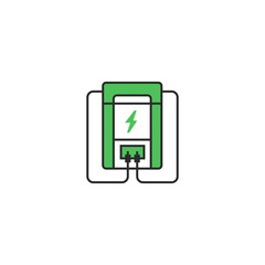 eco  green Electric Vehicle charging mark symbol logo design vector illustration with outline, and modern styles isolated on white background.