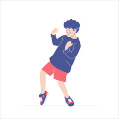 boy standing with a happy feeling