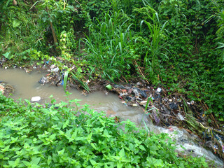 Plastic waste scattered on the roadside