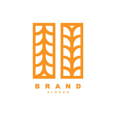 Simple geometric two wheat grain logo design