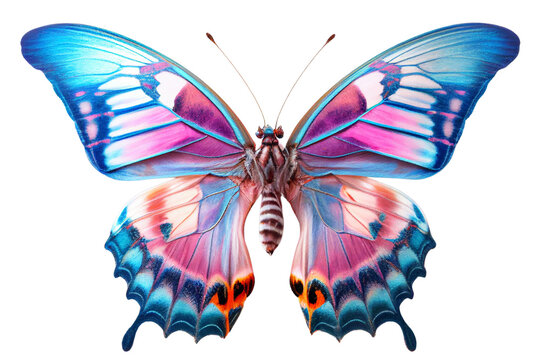 Pink and blue vivid detailed beautiful butterfly transparent as a graphic resource