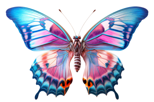 Pink and blue vivid detailed beautiful butterfly transparent as a graphic resource - Powered by Adobe