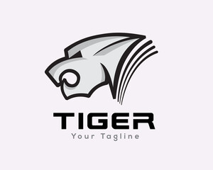 Simple head tiger art roaring logo design template illustration inspiration