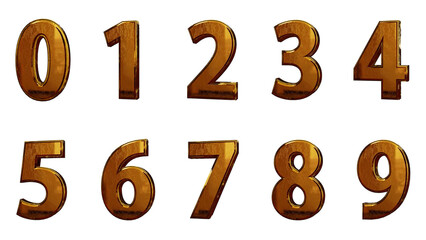 立体的な金色の数字セット