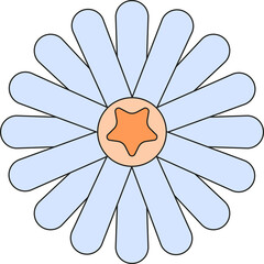 sky blue daisy flower bloom illustration