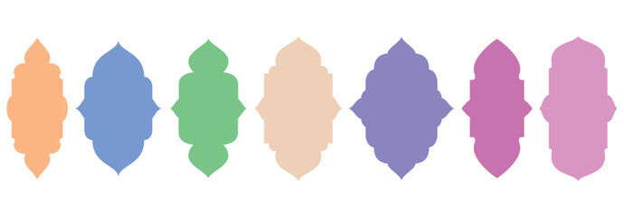 set simple islamic arches windows in soft color. islamic theme ornament. vector illustrations EPS10