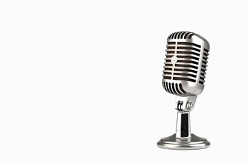 Fototapeta premium Silver mic. Retro style microphone isolated on white background. 