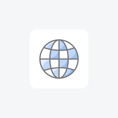Earth, globe fully editable vector fill icon

