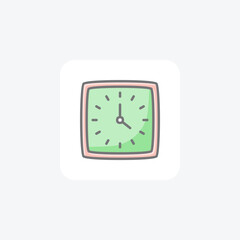 Clock, wall fully editable vector fill icon

