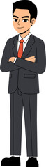 Seth Business Man Wearing Suit And Tie Crossed Arms Pose Standing Character Design