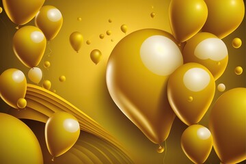 Inflatable yellow helium balloons party background