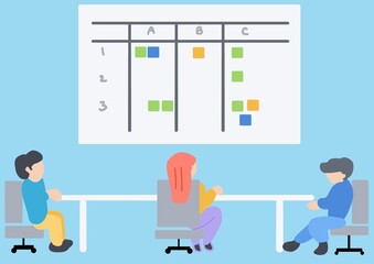 Flat design brainstorming about marketing planning. marketing presentation concept. 